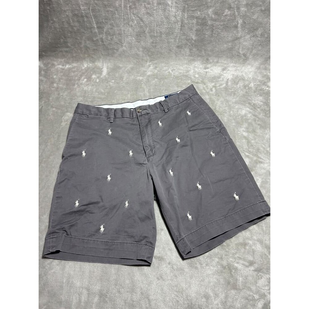 Polo Ralph Lauren Shorts Men Size 34 Gray Chino Stretch Classic Flat Front